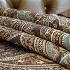 Luxury Vintage Design Table Runner 120 inches Long Embroidery Jacquard Fabric with Multi-Tassels Table Runners for Dining Room Dresser Wedding Holiday Party Fireplace Decorations (Coffee, 12X120inch)
