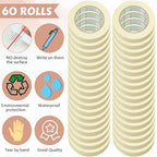 Masking Tape Bulk General Purpose Masking Painting Tape 55 Yards for Painting Home Office School Stationery Arts Crafts Basic Use, Easy Removal(60 Rolls,0.8 Inch)