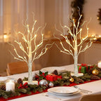 Vanthylit 2 Pcs Lighted Birch Tree Battery Powered Tabletop Tree Decorations for Home Fireplace Party Christmas Decorations (22 Inch)