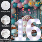 Pooqla LED Light Up Numbers, Warm White and Cool White Decorative Lighted Marquee Numbers for 9th Birthday Party, Gift for Boys Girls, Wedding, Night Light, 9th Birthday Decoration, Number 9
