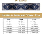 Vintage Boho Floral Table Runner, Rustic Country Farmhouse Dark Blue Grey Retro Flower Pattern for Home Kitchen Table Decor Dining Coffee Room Party Decor 13x36in