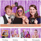 ShinyBeauty Sequin Curtains 4 Panels Lavender Sequin Backdrop Photo Backdrops Shimmer Background Party Decor Glitter Fabric Light Purple Curtain for Baby Shower(2FTx8FT)