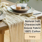 Ivory Cheesecloth Table Runner Set of 2 Runners 141 in Long Each Cream Gauze Table for Wedding Table Baby Shower Decorations or Bridal Shower Decor Table Cloth Modern Table Runner Boho Table Decor