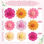 SUNBEAUTY 9 PCS Hot Pink and Orange Party Decorations Fall Large Hanging Paper Flowers Honeycomb Tissue Fiesta Sunset Autumn Decor for Birthday Thanksgiving Wedding Bridal Baby Shower Backdrop Wall