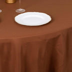 Efavormart Round Tablecloth, 132 Inch Stain & Wrinkle Resistant Washable Table Cloth, Decorative Polyester Fabric Table Cover for Banquet, Wedding, Dining- Brown