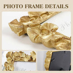 Cuspin 4x4 Picture Frame Small Gold Frames, Vintage Ornate Leaf Textured Hand-Crafted Resin with Glass Front, Antique Photo Frame for Tabletop Display, Retro Design Home Decor
