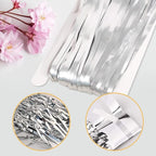 10 Pack Silver Backdrop Curtain 3.2ft x 8.2ft Metallic Tinsel Foil Fringe Curtains Photo Booth Background for Birthday Party Decoration Baby Shower Engagement Wedding Christmas Decoration (Silver)