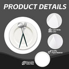 50 Pieces White Paper Place Mats White Round Disposable Table Mats Decorative Placemats for Wedding Bridal Shower Black Birthday Party Dining Decor