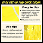 4 Pack 10 Ft Macaron Yellow Foil Fringe Garland Metallic Streamers Tinsel Banner Wall Hanging Garland Backdrop for Parade Floats, Halloween, Christmas, Thanksgiving, New Year Party Decorations