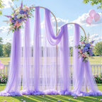 Wedding Arch Draping Fabric Backdrop 2 Panel 60" x 26Ft Purple Arch Drapes Curtains for Wedding Reception Sheer Tulle Backdrop Curtain for Ceremony Birthday Party Baby Shower Arbor Ceiling Decorations
