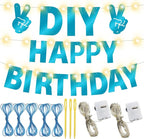 175Pcs DIY Glitter Customizable Banner Kit Happy Birthday Custom Letters Banner Happy New Year Personalized Banners Decor Christmas Baby Shower Birthday Party Decoration Supplies(Shiny Light Blue)