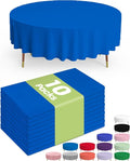 Pureegg Plastic Table Cloth Disposable 10 Pack, 84'' Round Table Cloths, Graduation, Patriotic Decorations, Thanksgiving, Veterans Day Tablecloths, Round, Plastic Cover, Leakproof & Sturdy, Blue