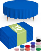 Pureegg Plastic Table Cloth Disposable 10 Pack, 84'' Round Table Cloths, Graduation, Patriotic Decorations, Thanksgiving, Veterans Day Tablecloths, Round, Plastic Cover, Leakproof & Sturdy, Blue