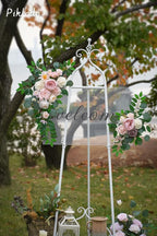 Faux Flower Swag Set of 2 for Wedding Welcome Signs Floral Swag Wedding Reception Ceremony Signs Decor (Pink)
