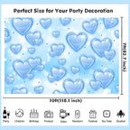 Sensfun 10x7ft Light Blue Heart Backdrop Early 2000s Party Decorations Old School Backdrops Valentines Day 90s Hearts Y2K Birthday Party Banner Newborn Photography Background Selfile Photo Booth Props