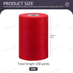 Swpeet 6 Inch by 100 Yards Red Tulle Fabric Roll, Fabric Spool Tulle Ribbon, Netting Polyester Spool Ideal for DIY Handmade Birthday Party Wedding Decorations Christmas Craft Supplies