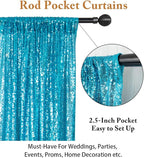 ShinyBeauty Sparkle Backdrop Curtain Aqua 2 Panels Set Sequin Photo Backdrop Turquoise 2FTx8FT Sequin Backdrop Curtain Aqua Blue Pack of 2-1220S