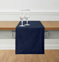 Solino Home Navy Blue Table Runner 108 Inches Long - Cotton Linen Hemstitch 14 x 108 Inch Table Runner for Dining, Fall, Autumn, Thanksgiving, Holiday