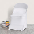 Peomeise Stretch Spandex Folding Chair Cover for Wedding Party Dining Banquet Event (White,6pcs)