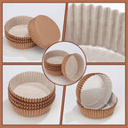 Uiifan Disposable Round Cupcake Liners Paper Baking Cups Wrappers Cupcake Paper Microwave Oven Safe Bakeware Mold for Snacks Cakes(Natural,50 Pack)