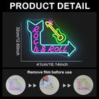 Rock Roll Guitar with Arrow Neon Sign, USB Powered Dimmable, Retro Music-Themed LED Wall Decor with Electric Guitar Design, 5V/2A, for Bar, Party, Gift, Bedroom, LIVE House, Man Cave, Rock Roll Fans