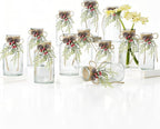 Set of 12 Xmas Decor Vases Christmas Centerpieces for Tables Farmhouse Holiday Table Decor Clear Glass Vases with Twine Ties for Christmas Decorations