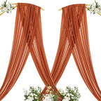 MLMC Terracotta Wedding Arch Draping Fabric 1 Panel 29" x 20 FT Extra Long Gauze Drapes Sheer Backdrop Curtains 6.6 Yards Outdoor Drapery Panels for Wedding Ceremony Party Ceiling Decoration