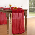 Red Cheesecloth Table Runner 6 Pack Fall Table Runners Boho Gauze 120 Inches Red Cheese Cloth Fall Table Decorations for Thanksgiving Weddings Bridal Baby Shower Candlelight Dinner Party