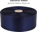 Deep Blue Solid Satin Ribbon 1-1/2 Inch 50 Yards Solid Polyester Fabric Ribbon for Gift Wrapping Wedding Christmas Baby Shower Birthday Party Decoration Handmade Immortal Flower Craft