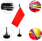 Indonesia Desk Flag, 12 Pack Indonesian Table Office Flag with Black Solid Pole and Stand Base, International Country Flag, Festival Celebration, Classroom Meeting Desktop Decor (Indonesia)