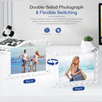 2Pack Acrylic Magnetic Photo Frame 5x7 Inch - Sleek Scalloped Design, 10+10mm Thick Crystal Clear Block, Freestanding Double-Sided Magnet |Trendy Home Gift (2 Pack, 5X7)