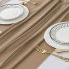2 Pack 10 Ft Chiffon Table Runner Beige Gauze Long Table Runners 27x120 Inches Sheer Tulle Table Runner for Rustic Wedding Reception Bridal Shower Decorations Birthday Party