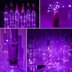 Wine Bottle Lights with Cork 15Pack 10 LED 40 Inches Battery Operated Silver Wire Liquor Fairy Mini String Lights for Party Christmas Halloween Wedding Decoration (Purple)