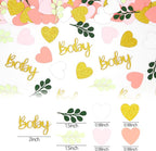 200PC Greenery Baby Shower Confetti Pink and Sage Green Baby Shower Decorations for Girl Eucalyptus Hearts Table Scatters for Its a Girl Party Decor Supplies