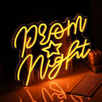 Prom Night Neon Sign for Wall Decor Yellow LED Words Neon Light by USB Powered Dimmable Prom Night Light Up Sign for Prom Birthday Wedding Christam Party Bar Decor(16.1 * 12.6In)