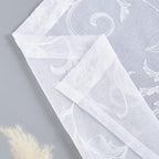 Floral Embroidery Sheer Curtains White 45 Inch Length, Vintage Rod Pocket Voile Drapes for Living room, Bedroom, Window Treatments Semi Crinkle Curtain Panels for Villa, Parlor, Set of 2, 52"x 45".