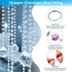 PATIKIL 14 mm Crystal Garland Strands, 16.4 Ft Acrylic Octagon Chandelier Bead Chains String for DIY Craft Wedding Party Home Decorative Jewelry Making, Purple