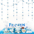 Snowflake-Snow Silver-Blue Christmas Party-Decorations Streamers - 52Ft White Winter Wonderland Frozen Hanging Paper Garland Banner,Birthday Wedding Baby Bridal Shower New Year Supplies Decor Hugtmr