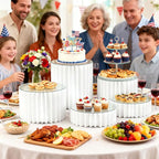 5 Pcs Buffet Risers Food Display Risers for Party Buffet Table, Dessert Table Display Set Cake and Cupcake Stand Combo, Riser Display Stand for Dessert Food Jewelry, White, 4"/8"/12" H
