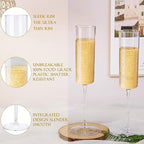 Ciaell 12 Pack Plastic Champagne Flutes - 6 Oz Clear Disposable Champagne Glasses - Square Plastic Toasting Glasses for Party Birthday Anniversary Wedding