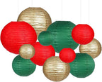 Green Red Paper Lanterns Decorative 12pcs Christmas Hanging Decorations for Graduation Anniversary Birthday Party