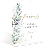 Acrylic Wedding Signs, Greenery Theme Favor Please Take One Sign, Wedding Reception Signage, Bridal Shower Table Decor with Stand, Engagement, Anniversary, Newlywed Events and Parties Supplies, 18