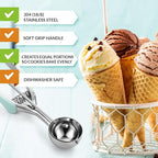 Spring Chef Medium #40 Stainless Steel Cookie Scoop for Baking, Multifunctional Kitchen Food Scooper with Trigger Release, 1.7 Tablespoon Melon Scooper - Dishwasher Safe Meatball Scoop - Mint