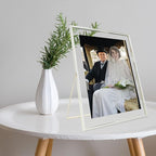 Silver Floating Frame (10"x12", Vertical), For Picture 9x11, 8.5x11, 8x10, Tabletop Shelf Photo Frame, Classy Gift For Festival, Wedding, Home or Office Décor