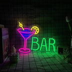 Neon Bar Sign USB-Powered Pink Bar Wall Decor for Home Bar, Man Cave Multi-Scene LED Lighting Neon Light