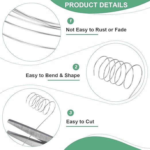 2-Rolls 0.3mm Jewelry Wire, 28 Gauge 328FT Craft Wire Copper Beading Wire for Jewelry Making/Planting/Weaving/DIY Crafting, Soft Metal Wires [100M, Silver White]