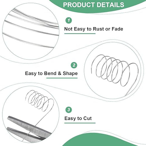 2-Rolls 0.3mm Jewelry Wire, 28 Gauge 328FT Craft Wire Copper Beading Wire for Jewelry Making/Planting/Weaving/DIY Crafting, Soft Metal Wires [100M, Silver White]