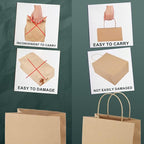 METRONIC Paper Gift Bags 8x4.25x10.5 100Pcs Brown Paper Bags with Handles Bulk, Kraft Paper Bag for Small Business, Birthday Wedding Party Favor, Christmas, Retail shopping Bag, Made in USA