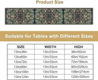 Green Morris Floral Table Runner, Boho Rustic Country Farmhouse Teal Red Rose Pattern for Home Kitchen Table Decor Dining Coffee Room Party Decor 13x36in