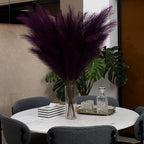 EVODIS Pampas Grass Decor Tall, 43"/110cm Faux Pampas Grass 6 Stems Large Pompass Grass Branches Tall Bulk Boho Flower Arrangement for Home Room Wedding Party Decor(Purple)